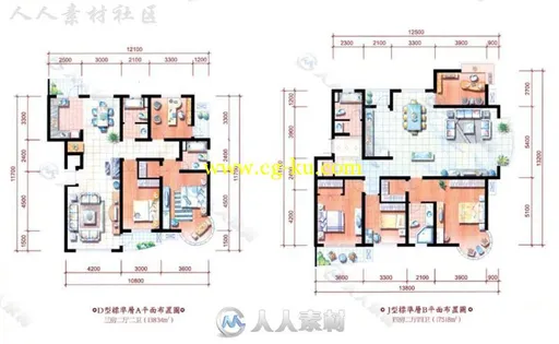 1000套户型 CAD小区室外建筑低层高层住宅户型平面图的图片12