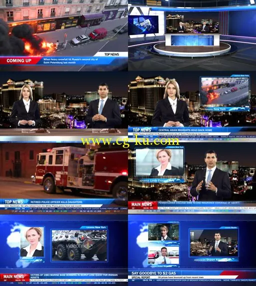 科技感财经体育新闻天气栏目AE模板Videohive Broadcast Package Bundle 104 11...的图片1