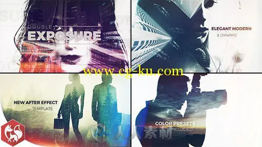 唯美彩色双重曝光幻灯片相册动画AE模板Videohive Double Exposure Slideshow 1847...的图片1