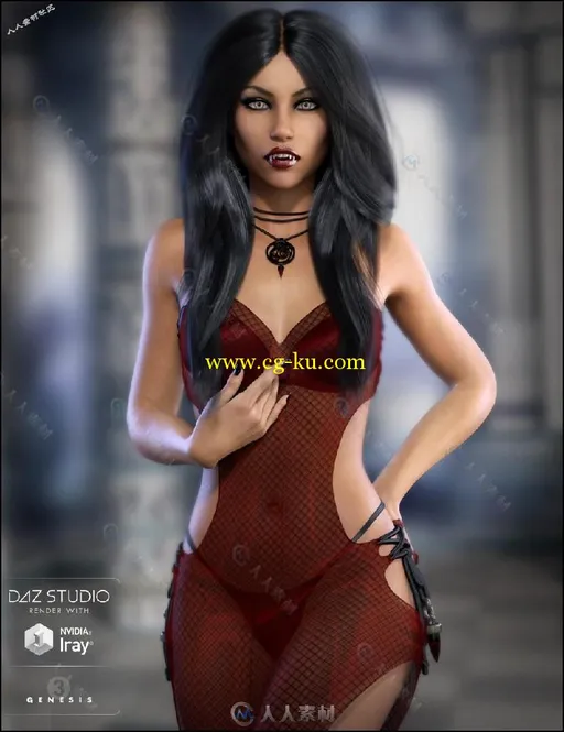 DAZ3D妩媚吸血鬼女性3D模型合辑的图片1