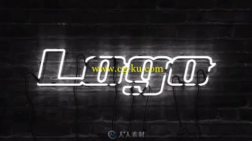 酷炫黑色背景霓虹灯标志LOGO演绎AE模板 Neon Logo的图片2