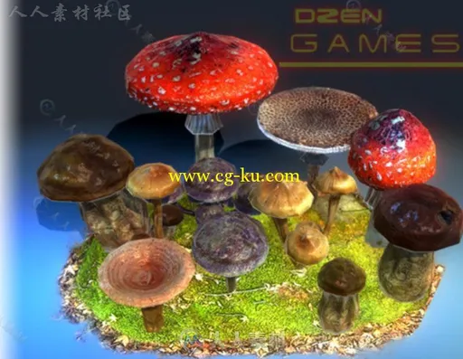 蘑菇植物模型Unity3D素材资源的图片1