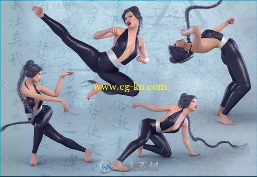 女性逼真的战斗姿势造型3D模型合辑的图片3