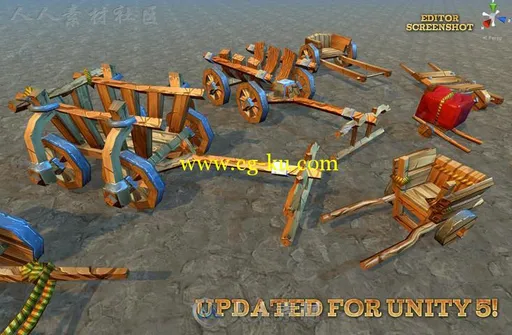 中世纪手推车模型Unity3D素材资源的图片3