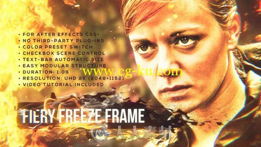 震撼火焰特效电影演员介绍宣传片AE模板 Videohive Fiery Freeze Frame 17971585的图片1