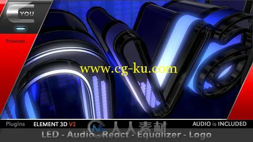 三维立体LED灯闪亮标志LOGO演绎AE模板 Videohive Audio React Equalizer Logo 17...的图片1