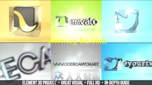 简单美丽的透明水晶的3D标志LOGO演绎AE模板 Videohive Simple 3D Logo 8292336的图片1