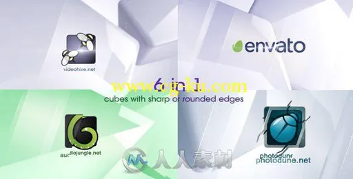 优雅美丽的三维方块折射标志LOGO演绎AE模板 Videohive Elegant Glossy Identity...的图片1