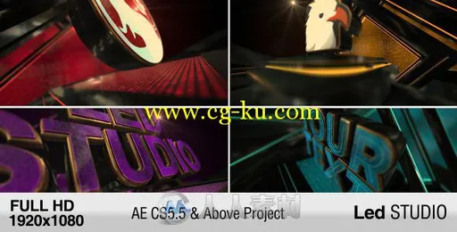 时尚舞台3D标志标题动画AE模板 Videohive LED Studio Logo 6474892的图片1