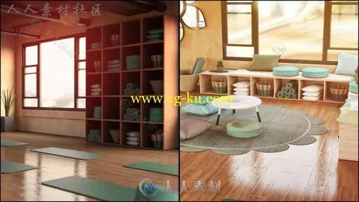 瑜伽工作室环境衣服和姿势集合3D模型合辑的图片12