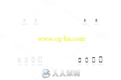 苹果设备黑白线框模型PSD模板Apple Device Wireframe Mockups的图片3