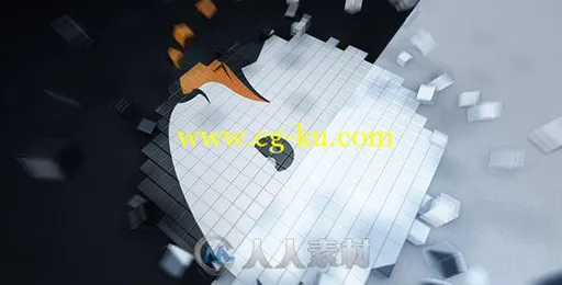 三维像素方块粒子快速汇聚形成标志AE模板Videohive Pixel Cube Logo Reveal 18722...的图片1