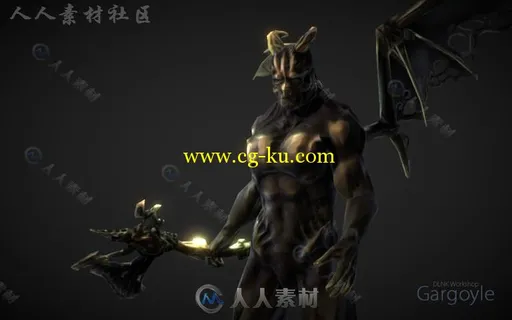 拿斧头的恶魔幻想人形生物角色模型Unity3D素材资源的图片1