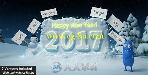 创意新年烟花燃烧标志显示LOGO演绎AE模板 Videohive New Year with Bobby 97...的图片1