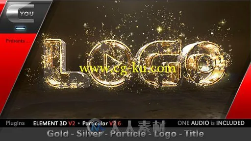 漂亮的金银颗粒标志展示AE模板 Videohive Gold Silver Particle Logo Title 18617257的图片1