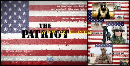 超酷美国军事幻灯片影视片头AE模板 Videohive The Patriot 3044386的图片1