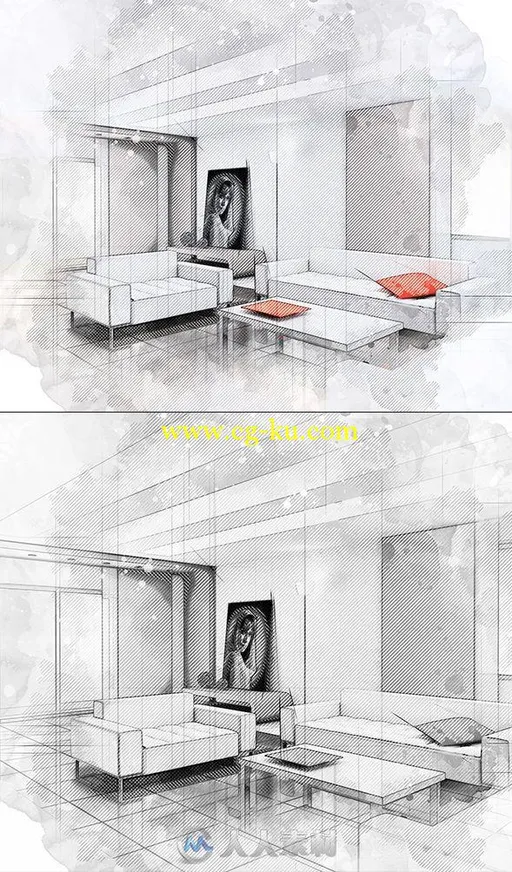 建筑效果图艺术展示特效PS动作graphicriver-18366722-architecture-sketch-art的图片3