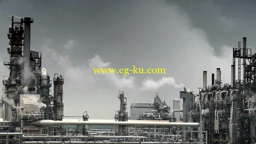 黑白化工企业排废气实拍视频素材的图片1