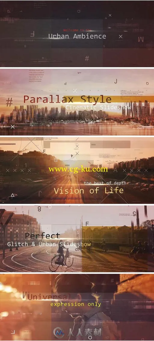 美丽的城市视差幻灯片AE模板Videohive Ambience Urban | Parallax Slideshow 187...的图片1