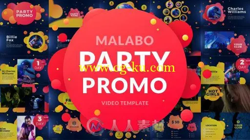 现代动感夜晚聚会幻灯片AE模板 Videohive Malabo / Party Promo 18740584的图片1