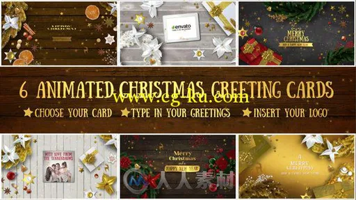 漂亮的圣诞贺卡展示幻灯片AE模板 Videohive 6 Christmas Greeting Cards 18855075的图片1