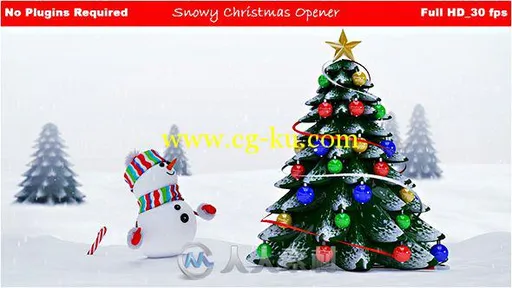 雪人开启圣诞树节日幻灯片AE模板 Videohive Snowy Christmas Opener 18825902的图片1