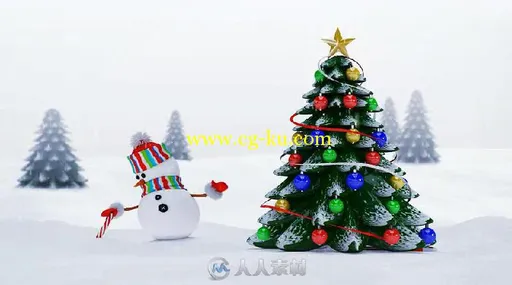 雪人开启圣诞树节日幻灯片AE模板 Videohive Snowy Christmas Opener 18825902的图片3