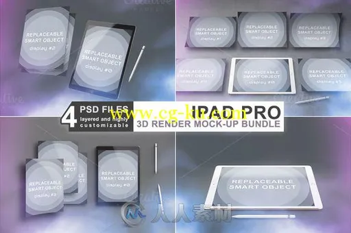 苹果IPADPRO全色系3D渲染展示PSD模板Ipad Pro Mockup Bundle - 3D Render的图片1