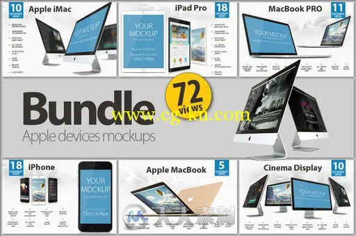 苹果硬件产品全方位展示PSD模板BUNDLE Apple Devices Mockups的图片1