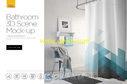 浴室场景展示PSD模板Bathroom Scene Mock-up 909652的图片1