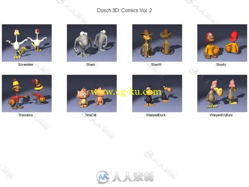 100组卡通漫画角色3D模型合辑 DOSCH 3D COMIC CHARACTERS V2的图片2