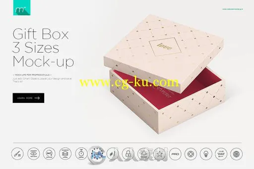 3种尺寸粉色礼盒展示PSD模板Gift Box 3 Sizes Mock-up的图片1