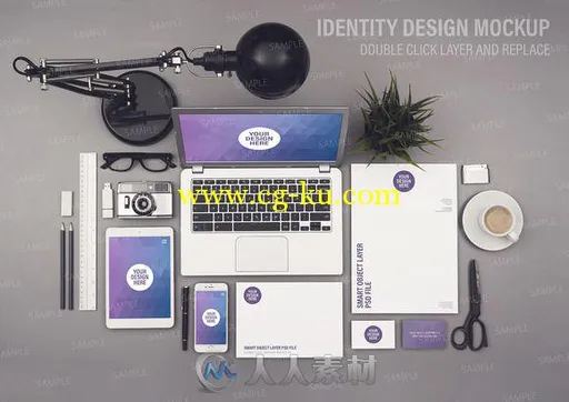 工作平台形象设计PSD模板Identity design mockup smart objects的图片1