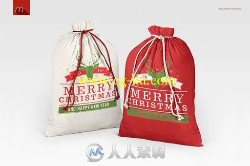 圣诞老人的口袋展示PSD模板Santa Sack Mock-up的图片3