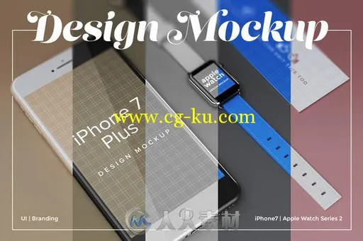 PHONE7和APPLEWATCHAPP联动展示PSD模板UI Branding Design Mockup的图片2