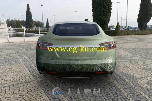 特斯拉model S电动汽车展示PSD模板Electric Car Mock Up的图片1