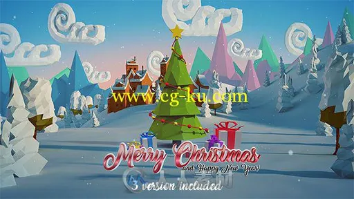 简单时尚的卡通动画新年圣诞节标志AE模板VideohiveChristmas New Year Logo18833080的图片1