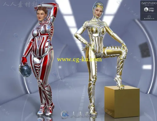 女性未来紧身科技战斗服装3D模型合辑的图片3