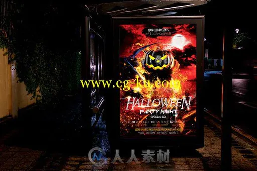 万圣节海报实景展示PSD模板Halloween Flyer 948142的图片1