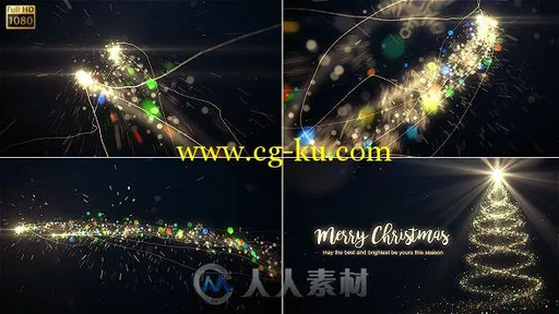 美丽的粒子颗粒画笔描绘圣诞树幻灯片AE模板 Videohive Christmas 18840085的图片1