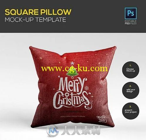 圣诞主题抱枕展示PSD模板Pillow Mock-up Template的图片2