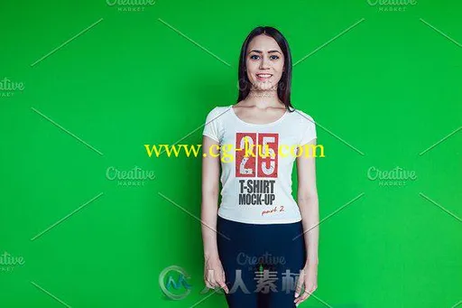 数字25女性T恤真人展示第二辑PSD模板25 T-Shirts Mock-Up Part 2的图片1