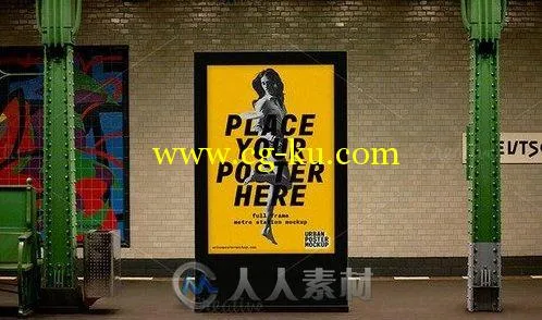 地铁站数码广告牌展示PSD模板Metro Station Poster Mockup的图片1