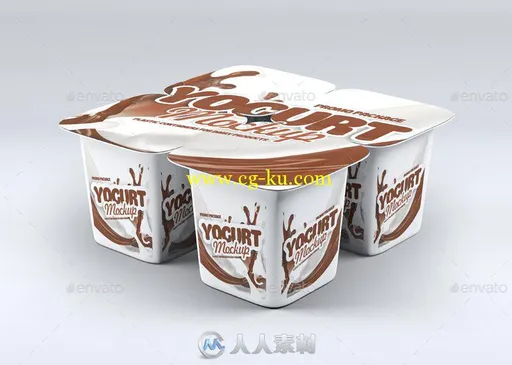 4联塑料罐装酸奶展示PSD模板four-plastic-container-for-yogurt-mock-up-10498797的图片1