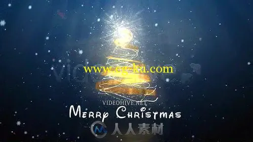 美丽的金色粒子画笔圣诞树展示幻灯片AE模板 Videohive Christmas Tree 3628785的图片2