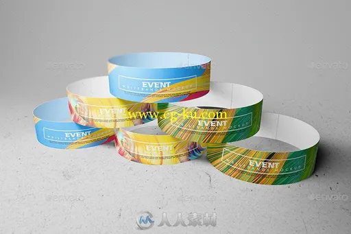 纸质手环展示PSD模板event-wristbands-mockup-v2-18091792的图片1