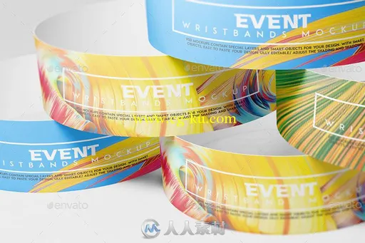 纸质手环展示PSD模板event-wristbands-mockup-v2-18091792的图片6