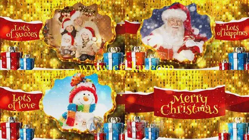 金色圣诞节幻灯片相册动画AE模板 Videohive Merry Christmas Gold 18949668的图片1