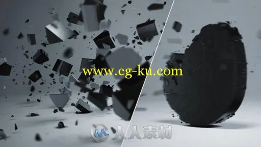 优雅黑白碎块组合成三维标志AE模板 Videohive Elegant 3D Shatter Logo 18604954的图片1