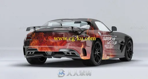 梅赛德斯奔驰SLSAMG超跑展示PSD模板supercar-mercedes-sls-amg-mock-up-10540512的图片1